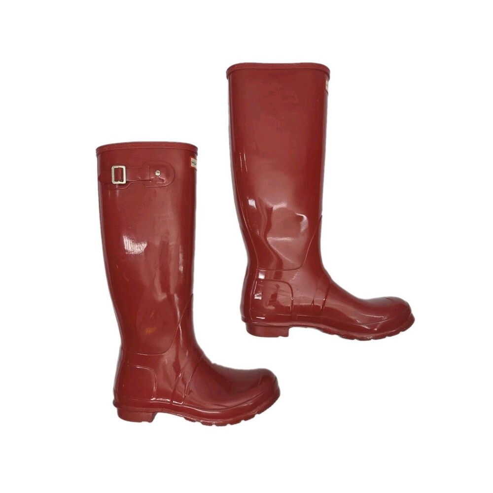 Hunter Boots Red Original 17" Tall Women Sz 8 EU 39 Waterproof Rain Pull-On Knee